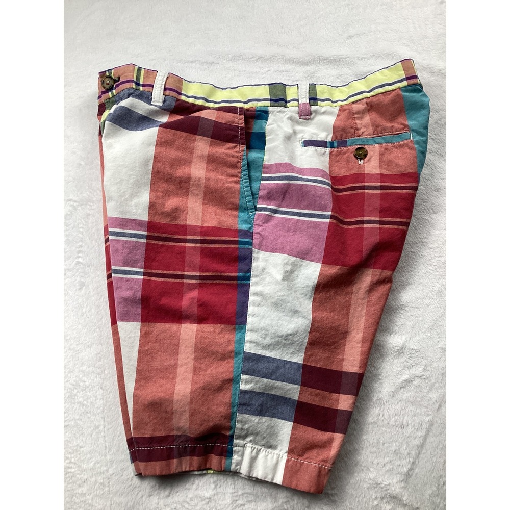 Tommy Hilfiger Plaid Shorts Mens 34 Multicolor Patchwork Preppy Cotton Chino